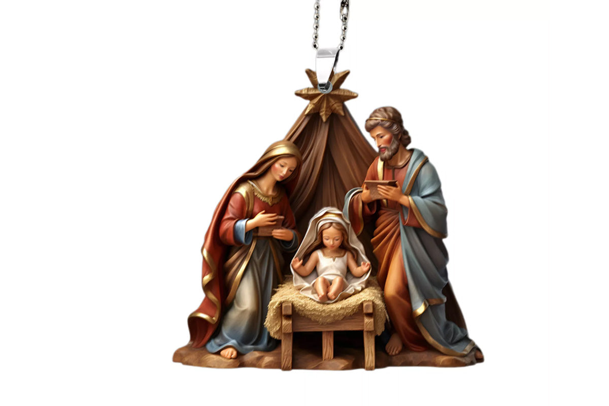 7Pcs 2D Christmas Nativity Scene Ornaments the Birth of Jesus Decor