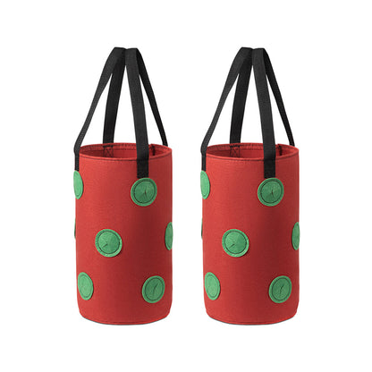 Set of 2Pcs 3 Gallon 12-Planting-Hole Grow Bag with Sturdy Hanging Handle Plant Grow Bag for Strawberry Vegetables Red