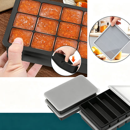 4Piece Silicone Freezer Tray Set with Lids