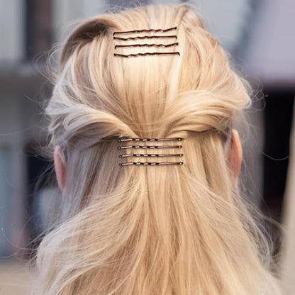 Hair Pins Set with Storage Box Bobby Pins & U Shaped Hair Clips Kit for Bun Updo Styling-Coffee