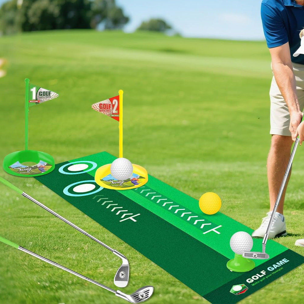 Kids Golf Toy Set with Tiger Ball Returner Clubs and Putter Mat for Indoor & Outdoor Play