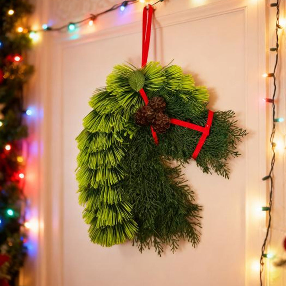 Artificial Horse Head Shaped Christmas Wreath for  Wall Decor - Style1