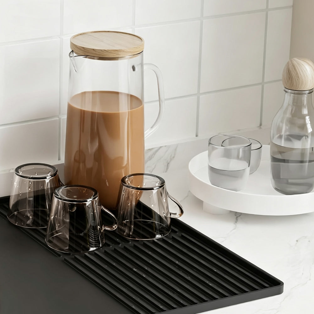 60x40cm Silicone Coffee Machine Mat with Separate Drain Pad
