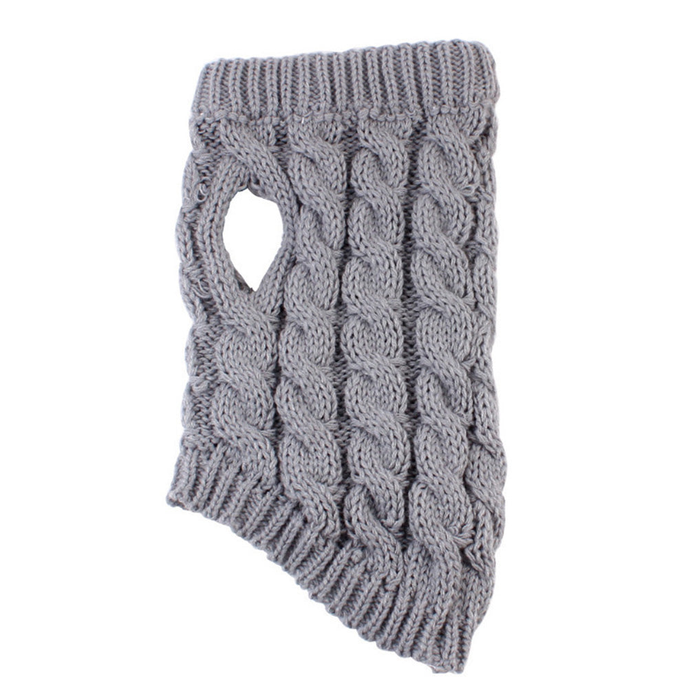 Puppy Dog Jumper Winter Warm Knitted Sweater Pet Clothes for Small Dogs Coat -Grey