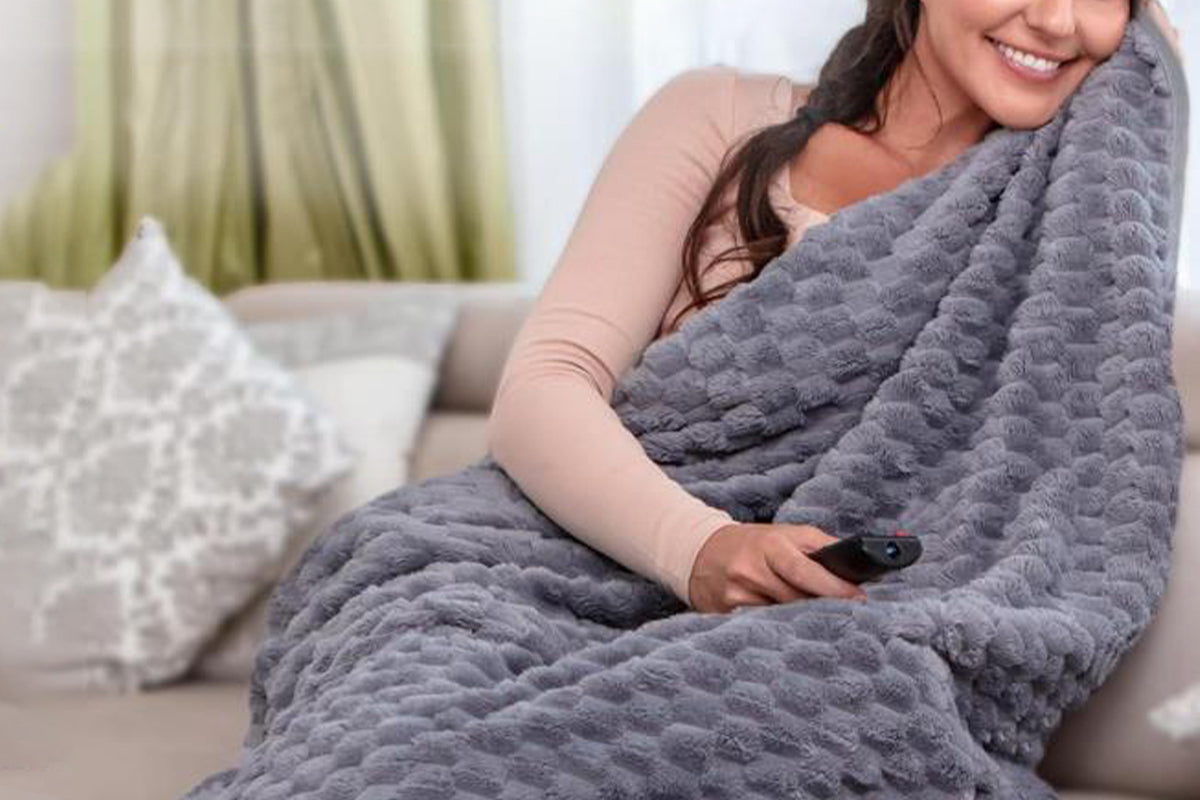 2 in 1 Jacquard Travel Pillow and Blanket Set Packable Travel Blanket for Airplane Car -Grey