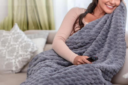 2 in 1 Jacquard Travel Pillow and Blanket Set Packable Travel Blanket for Airplane Car -Grey