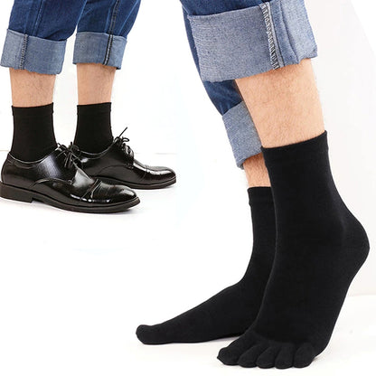5 Piece Mens Breathable Five Toe Socks - Black