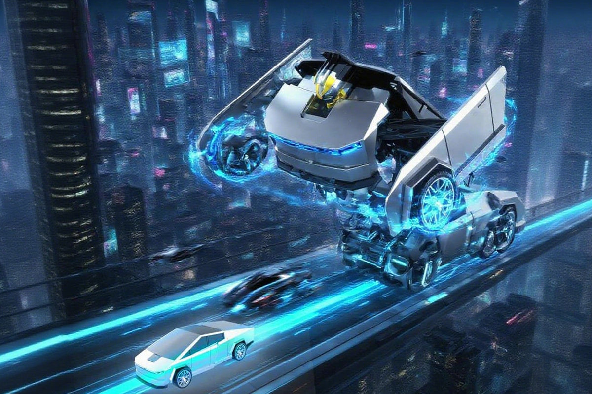 Transform Remote Control Cars Cyber Truck Remote Control Car with Light Effect-Tesla