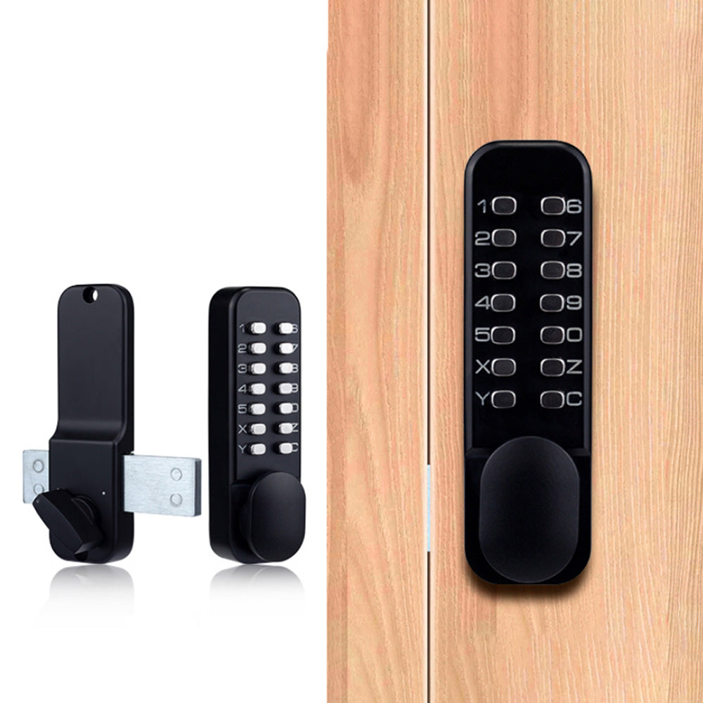 Mechanical Keyless Entry Door Lock Smart Code Combination Security Door Knob Black