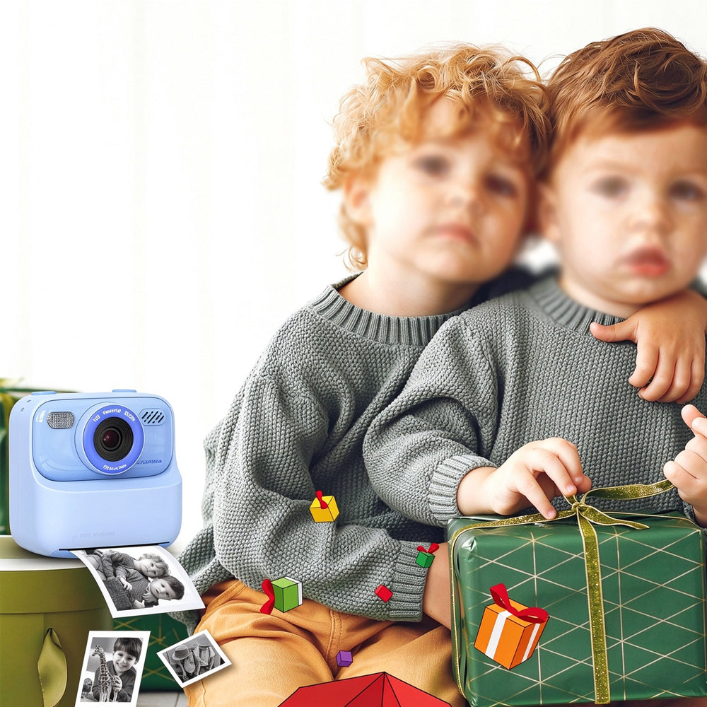 Instant Print Camera for Little Ones Dual Lens Digital Camera with 32G Card - Blue