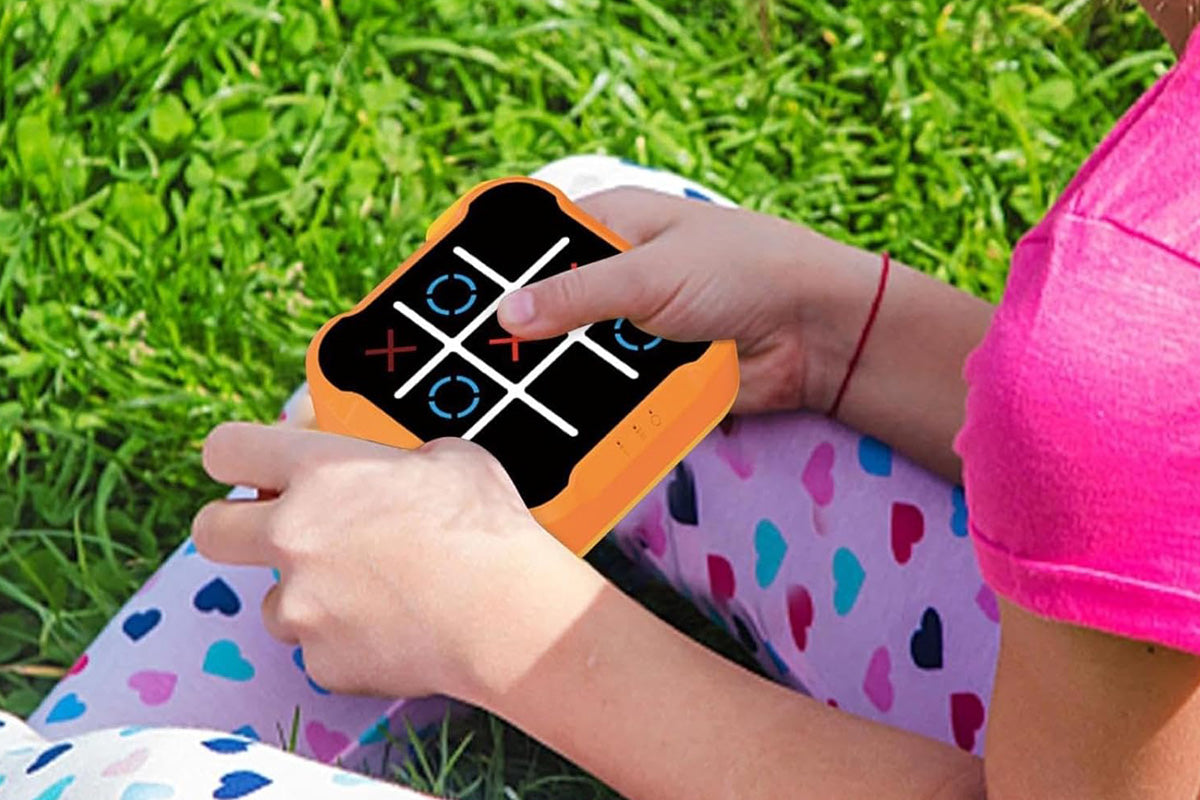 Electronic Tic-Tac Toe Game Handheld Puzzle Game Console for Kids-Orange