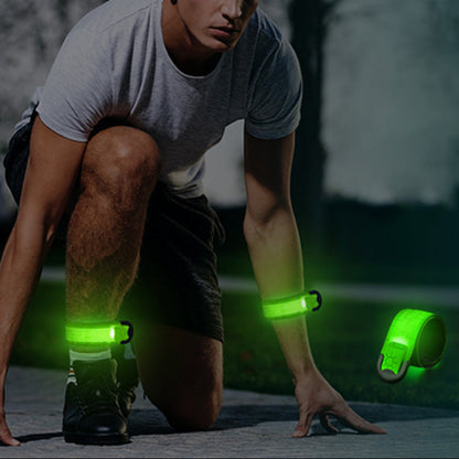 2Pcs Rechargeable  Glowing Bracelet LED Slap Wristband Night Running Security Armband Strap Green