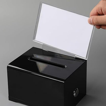 Lockable Suggestion Box with Keys for Voting Donations - Black
