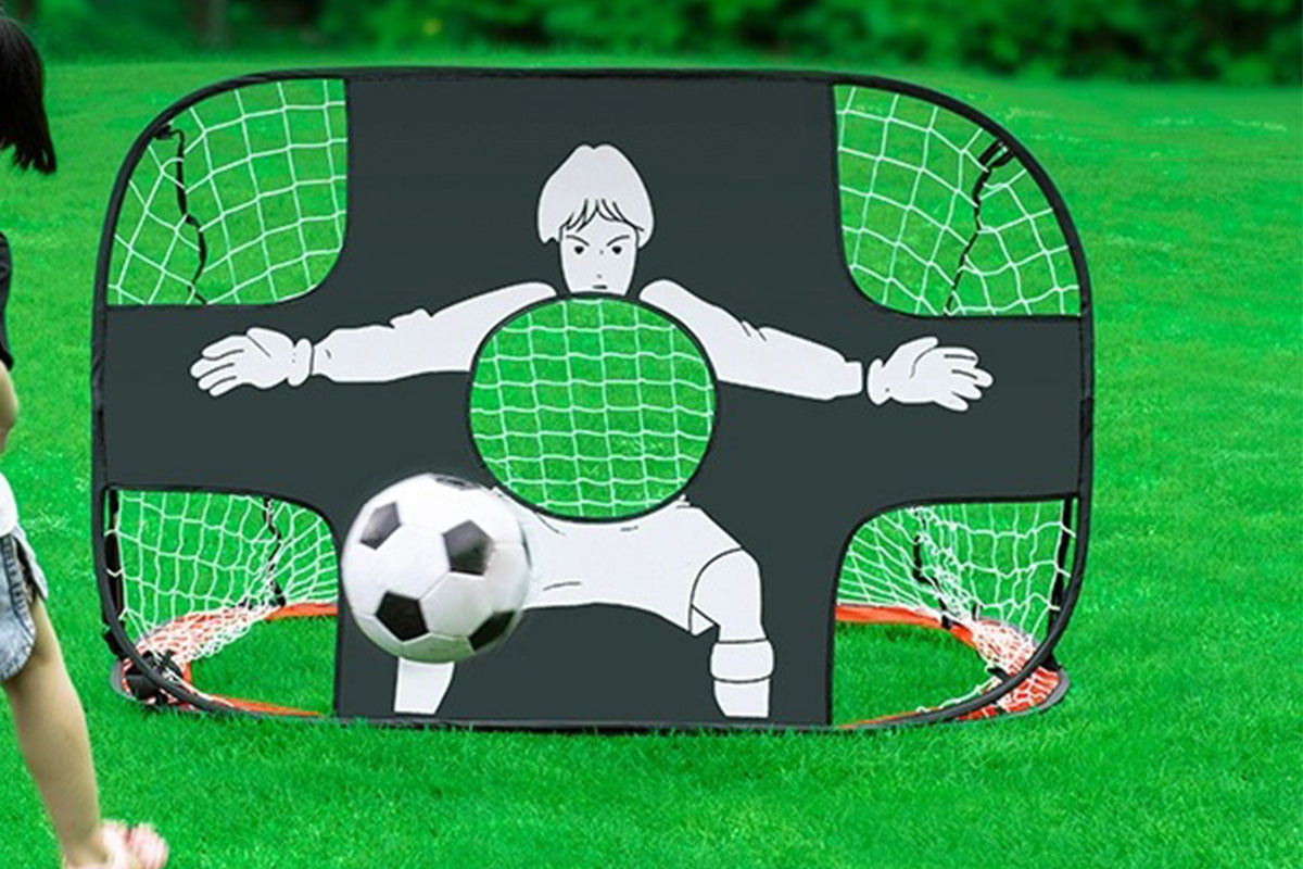 2-in-1 Portable Foldable Soccer Goal with Detachable Target-Red