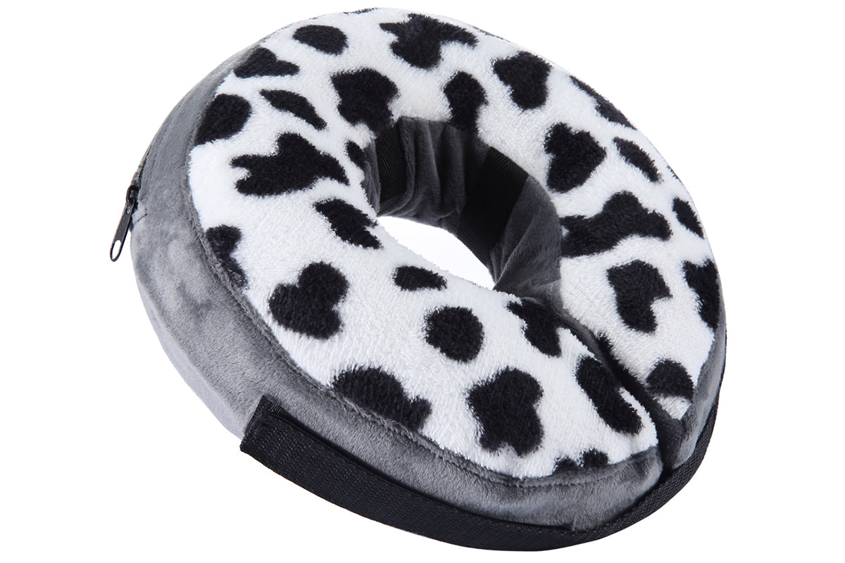 Inflatable Pet Protective Collar - Black and white cow printed