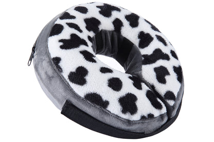 Inflatable Pet Protective Collar - Black and white cow printed