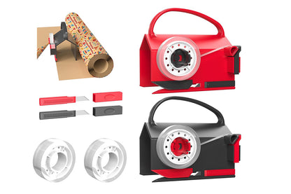 2-Pack Wrapping Paper Cutter and Tape Dispenser Dual-Use for Holiday Gift Wrap