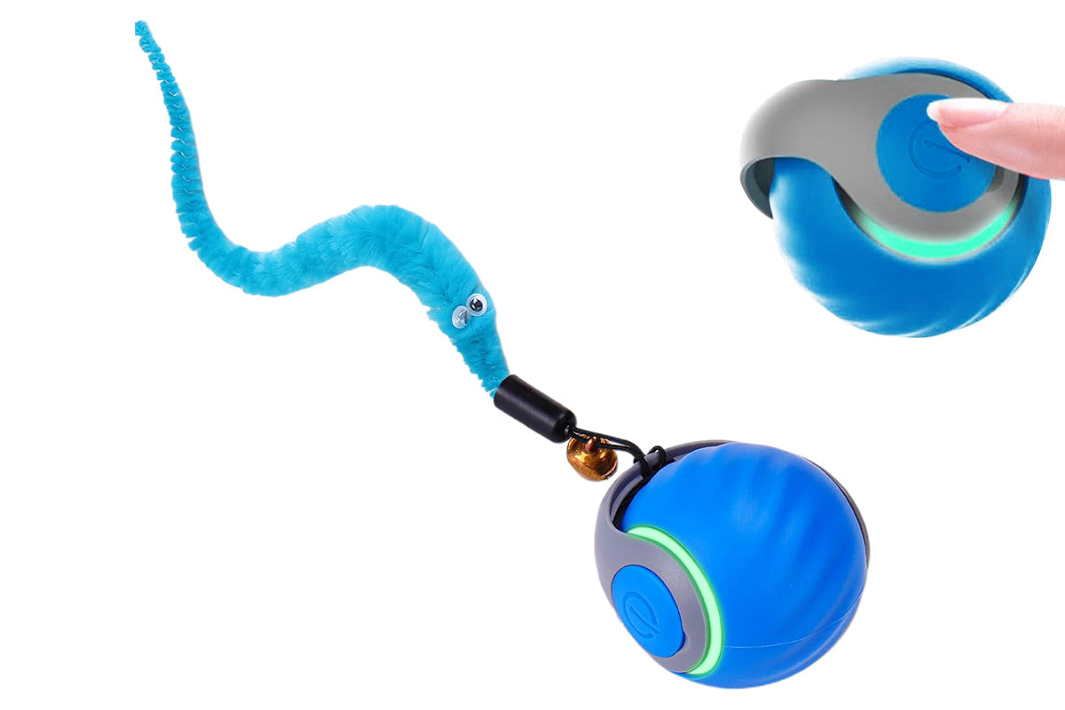 Interactive Cat Toy Ball Automatic Cat Toys Indoor Cats with 3 Tails -Blue
