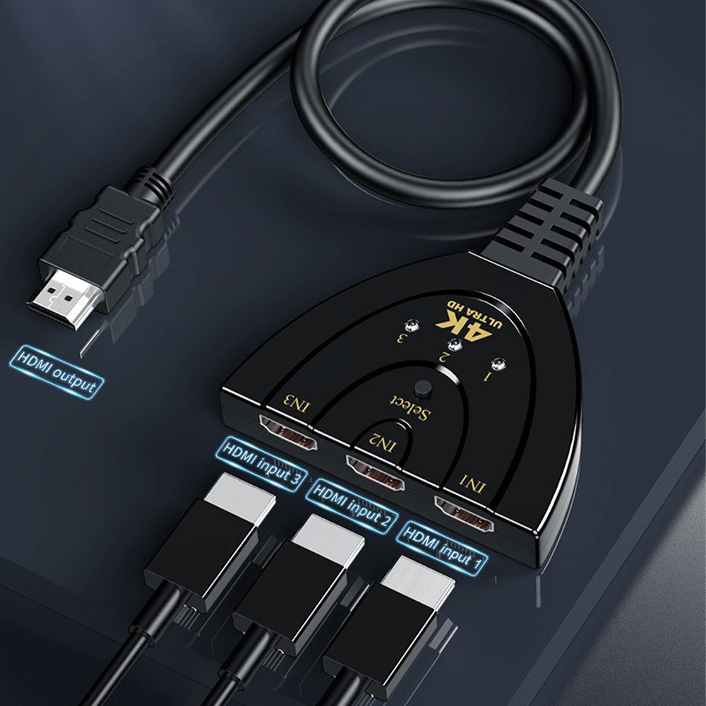 HDMI Splitter 1 in 3 out 4K Cable Adapter HDMI 3 Way Splitter for HDTV HD LED LCD TV