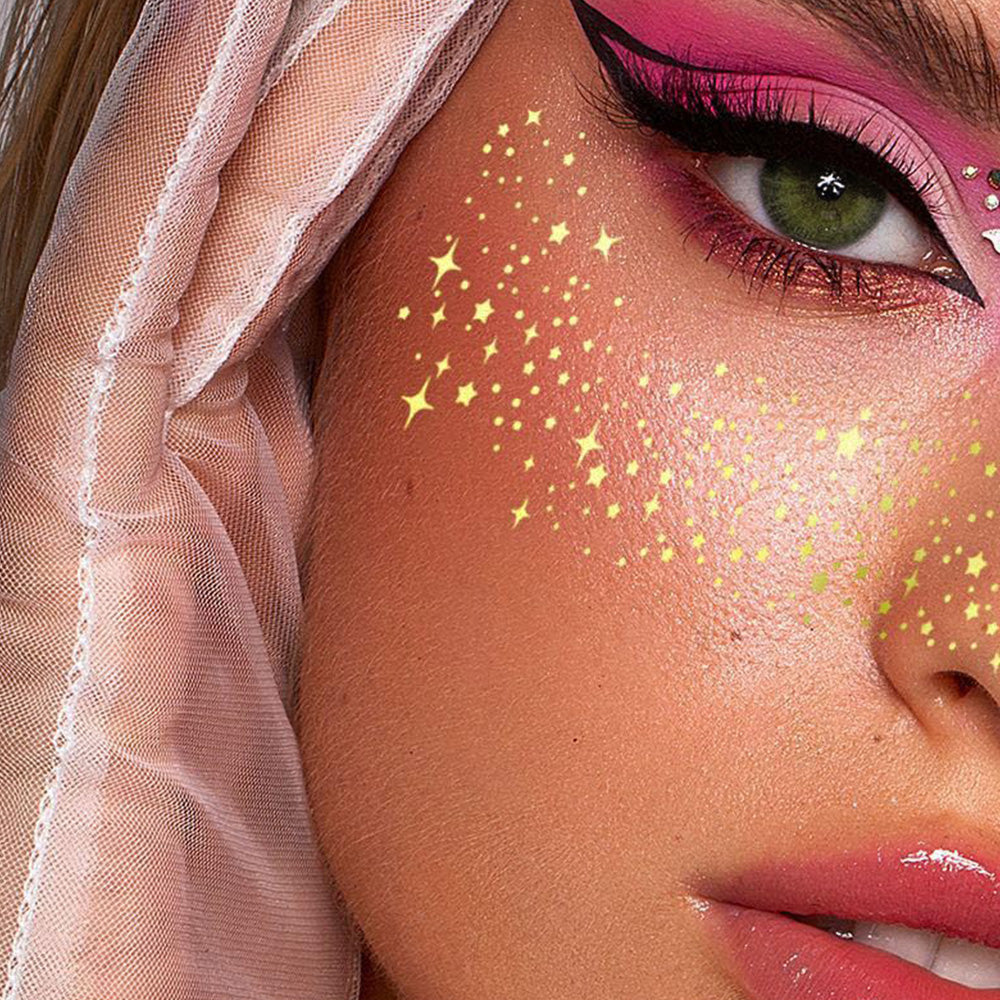 6 Piece Glitter Freckles Face Tattoo Gold Transfer Stickers