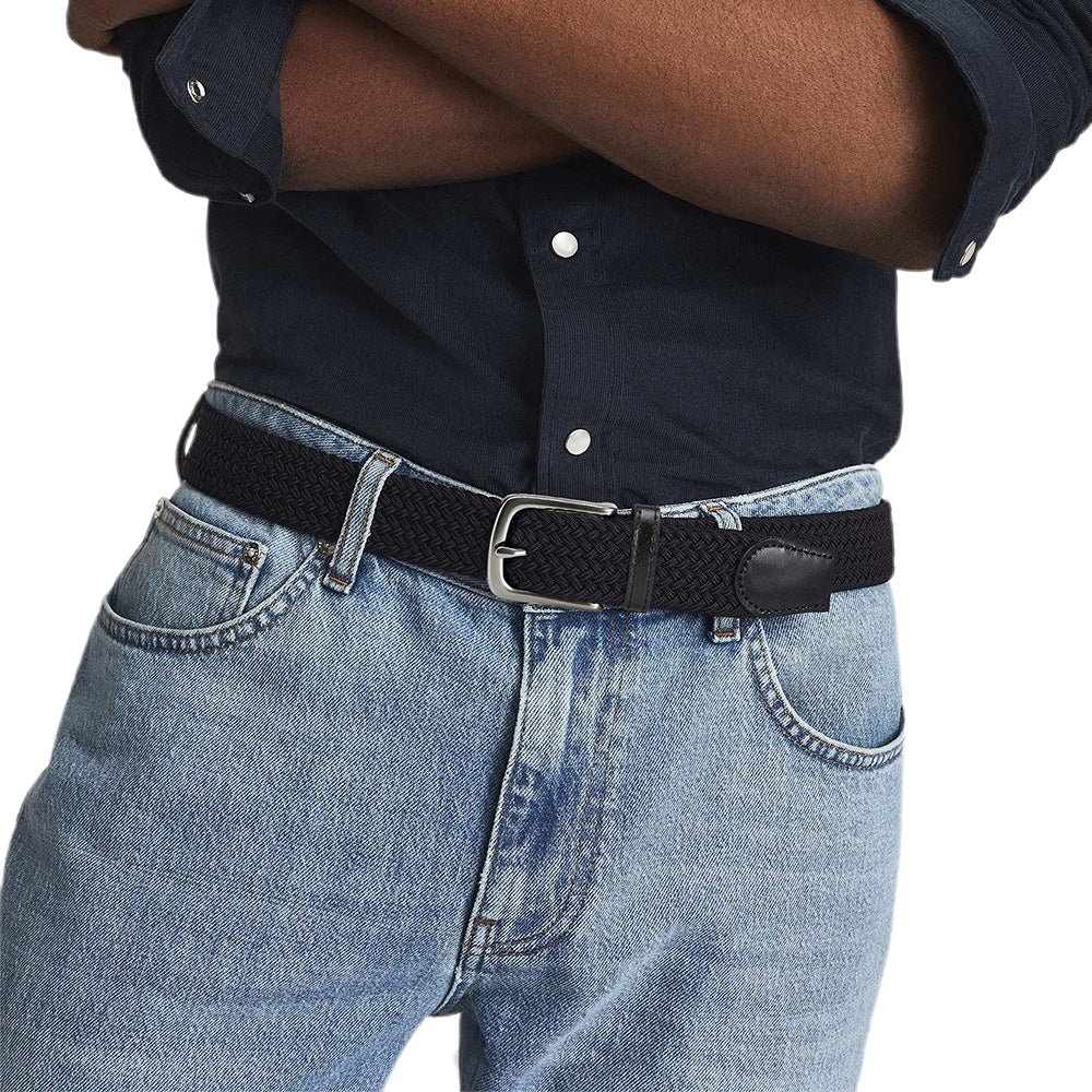 Elastic Braided Stretch Belt for Golf Pants Casual Shorts Jeans-Black