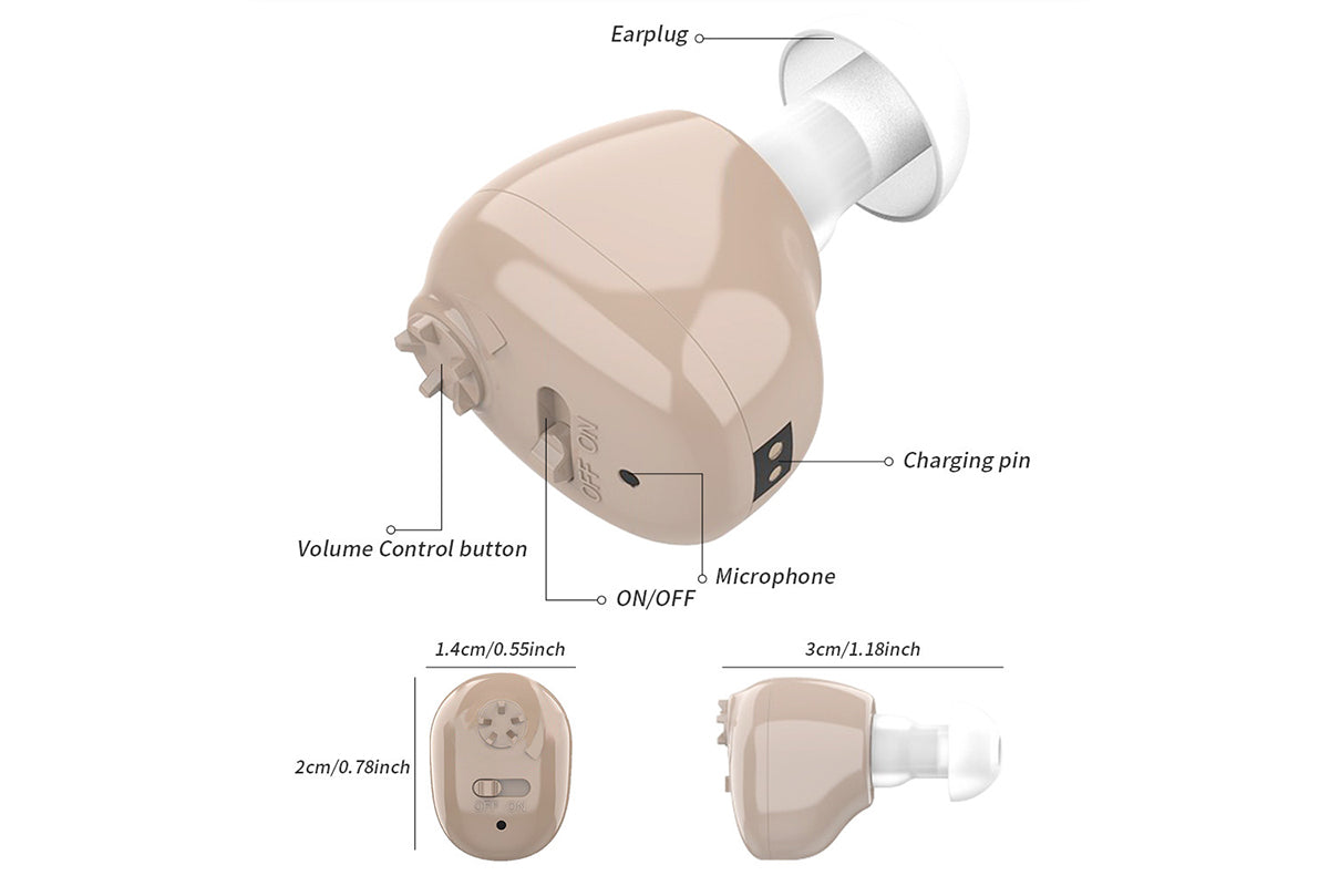 2Pcs  Mini Digital Rechargeable Hearing Aids In Ear Enhancer Sound Voice Amplifier