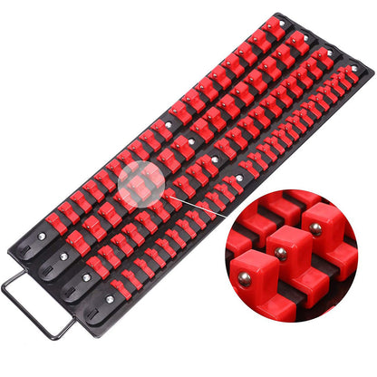 80Pcs Set Socket Organizer Tray Portable Multi-Size Socket Holder Red