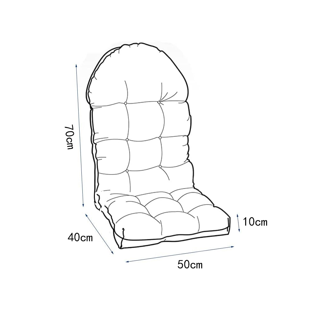 Patio Adirondack Chair Cushion High Back Rocking Chair Seat Pad with Ties Black