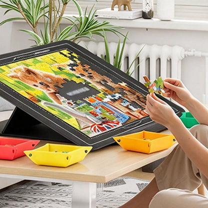 Felt Puzzle Board Mat with Stand and 6 Color Trays
