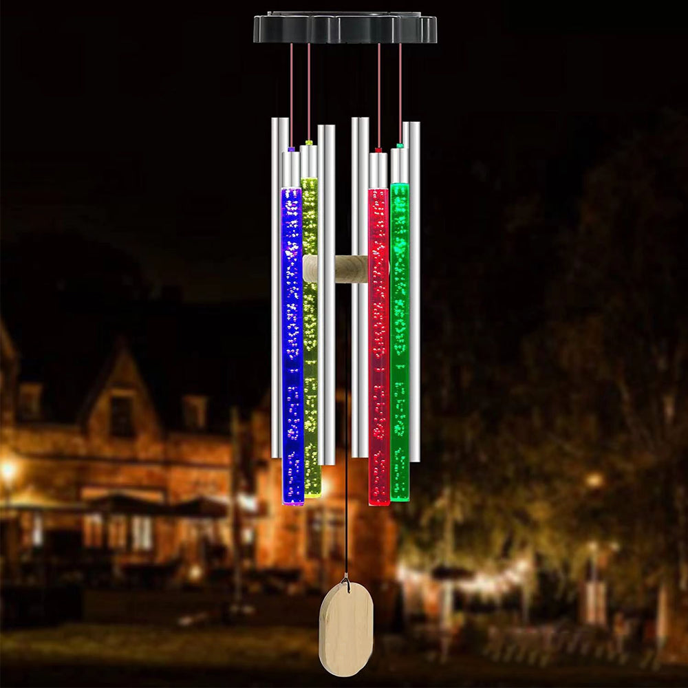 Solar LED Wind Chimes Color Changing Light Bubble Tube Light Garden Patio Yard Home Decor