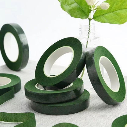 12 Piece Crepe Paper Floral Tape for Bouquet Stem Wrapping - Dark Green