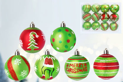 12Pcs Christmas Ball Ornaments for Christmas Tree Decorations 6cm Red and Green Glittering Hanging Bulbs Pendants