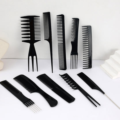 10Pcs Hair Brush Set with PVC Storage Box for Barbershop Salon and Home Use