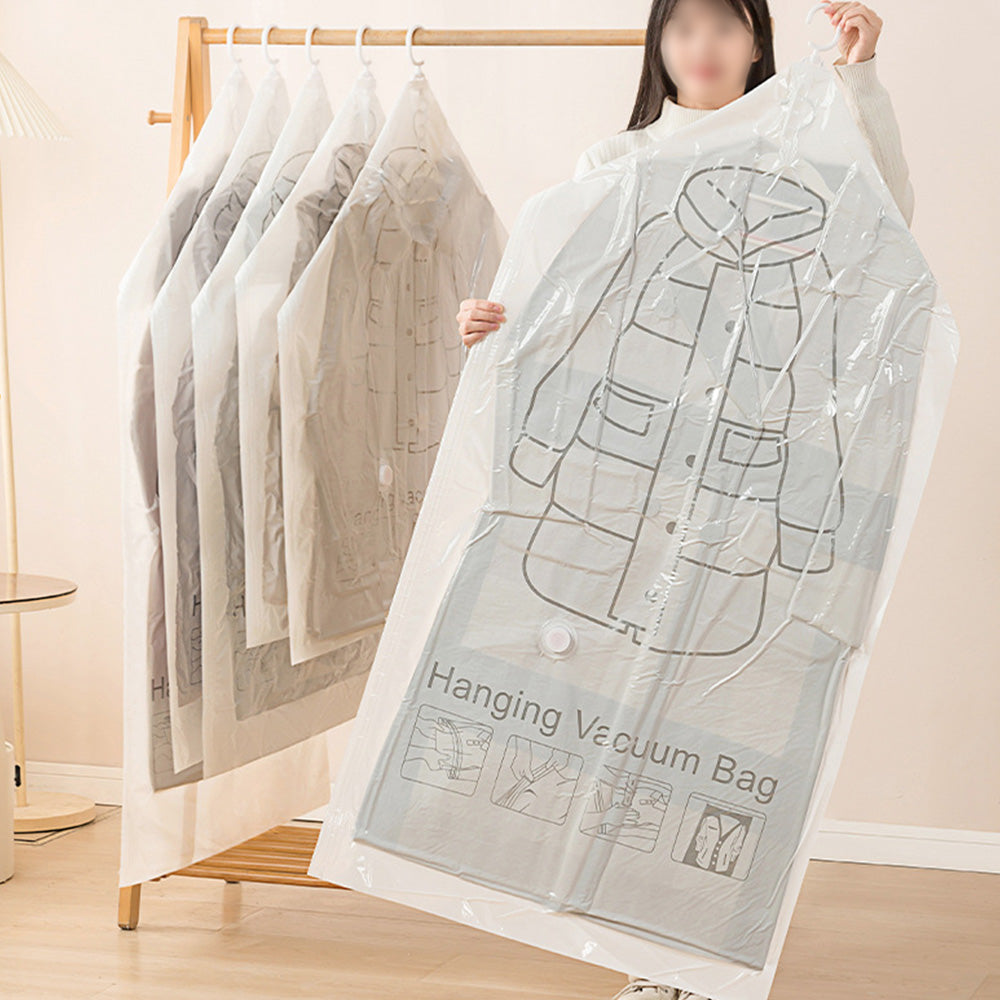 4Piece Hanging Vacuum Clothes Storage Bags with Pump