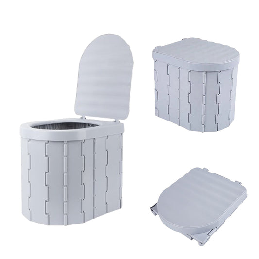 Portable Travel Camping Toilet Folding Toilet with Lid Car Potty Gray