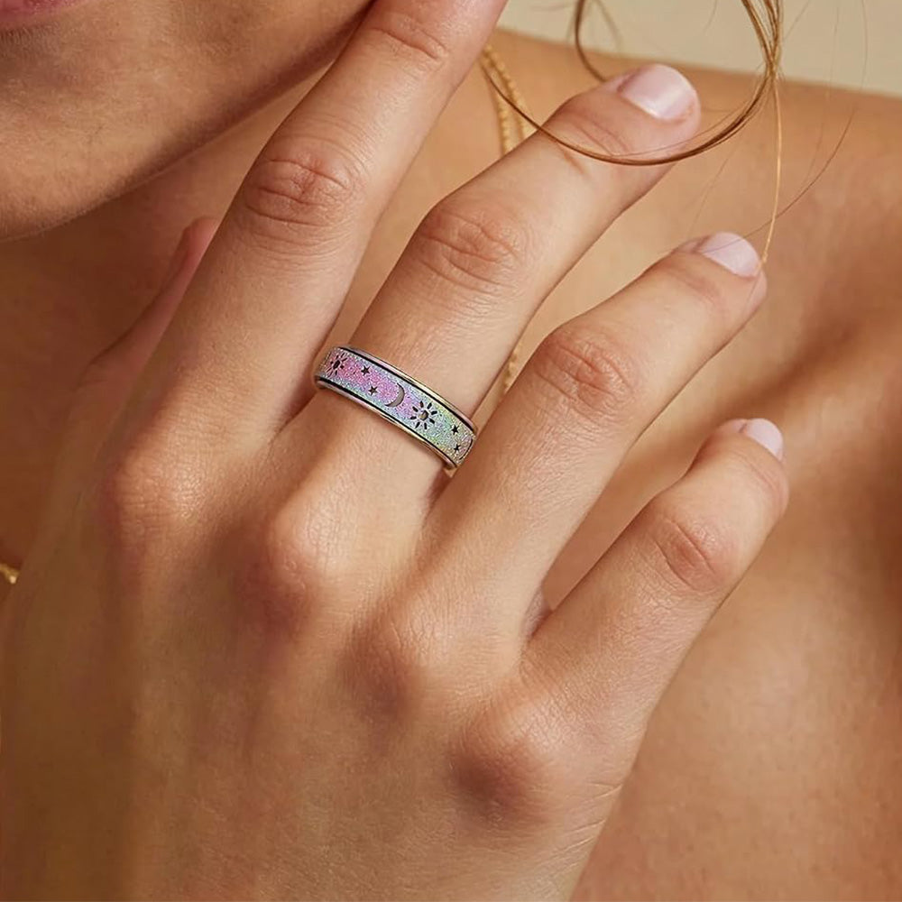 3Pcs Spinner Ring Stainless Steel Fun Playful Rotating Rings Ring Size AU L