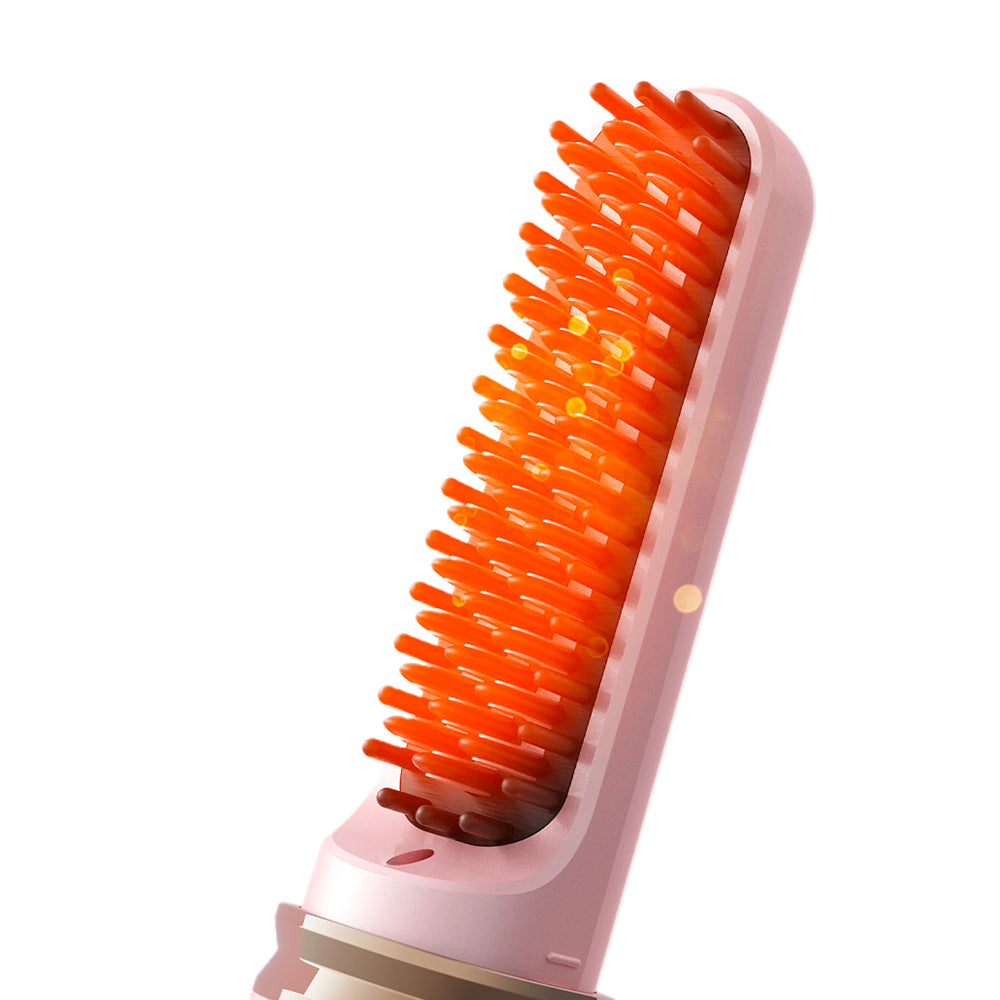 2-in-1 Wireless Hair Straightener Comb with Negative Ion for Home and Travel-Black