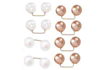 8Pcs Brooches Anti-Reveal Neckline Double Headed Artificial Pearl Curved Pin-ST3