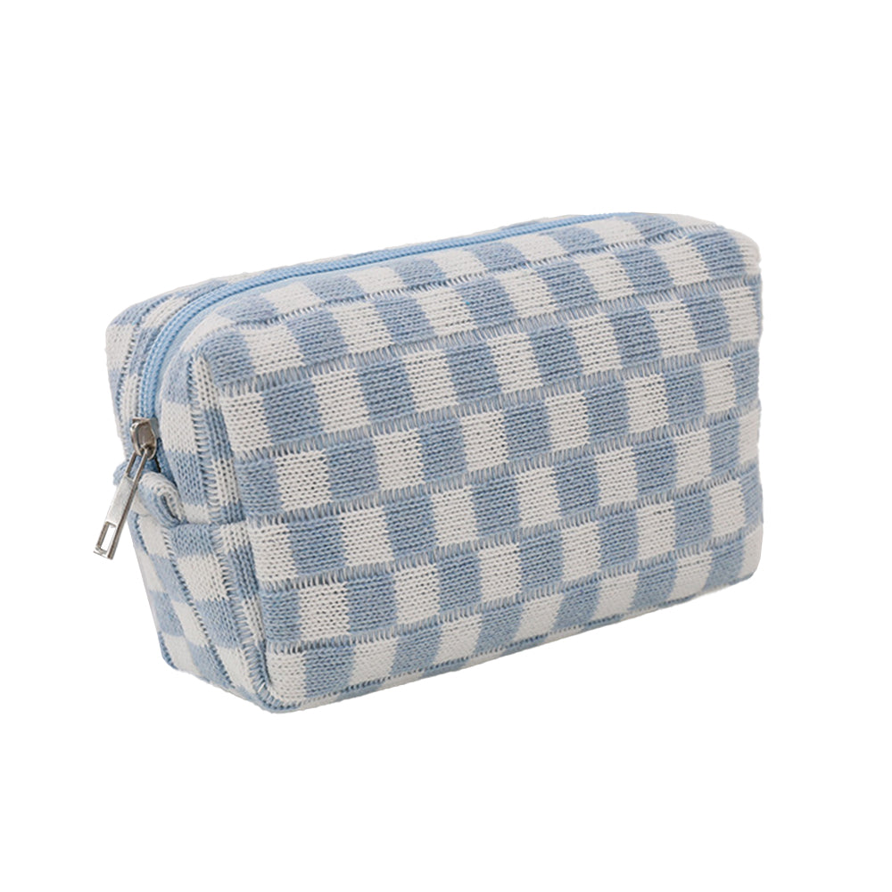 2Pcs Checkered Makeup Bags Travel Toiletry Bag Organizer Makeup Storage Bags Blue