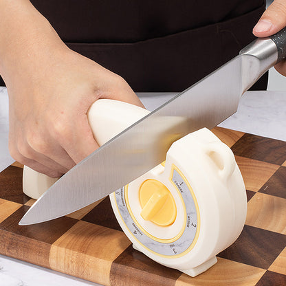 6-in-1 Kitchen Knife Sharpener Multi-Use Rotary Knob for Home Use-White