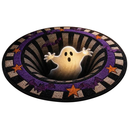 3D Round Non Slip Soft Halloween Rug - Green Ghost