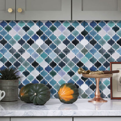 Mosaic Self-Adhesive Waterproof Tile Stickers Removable Decal for Kitchen Bathroom -Blue