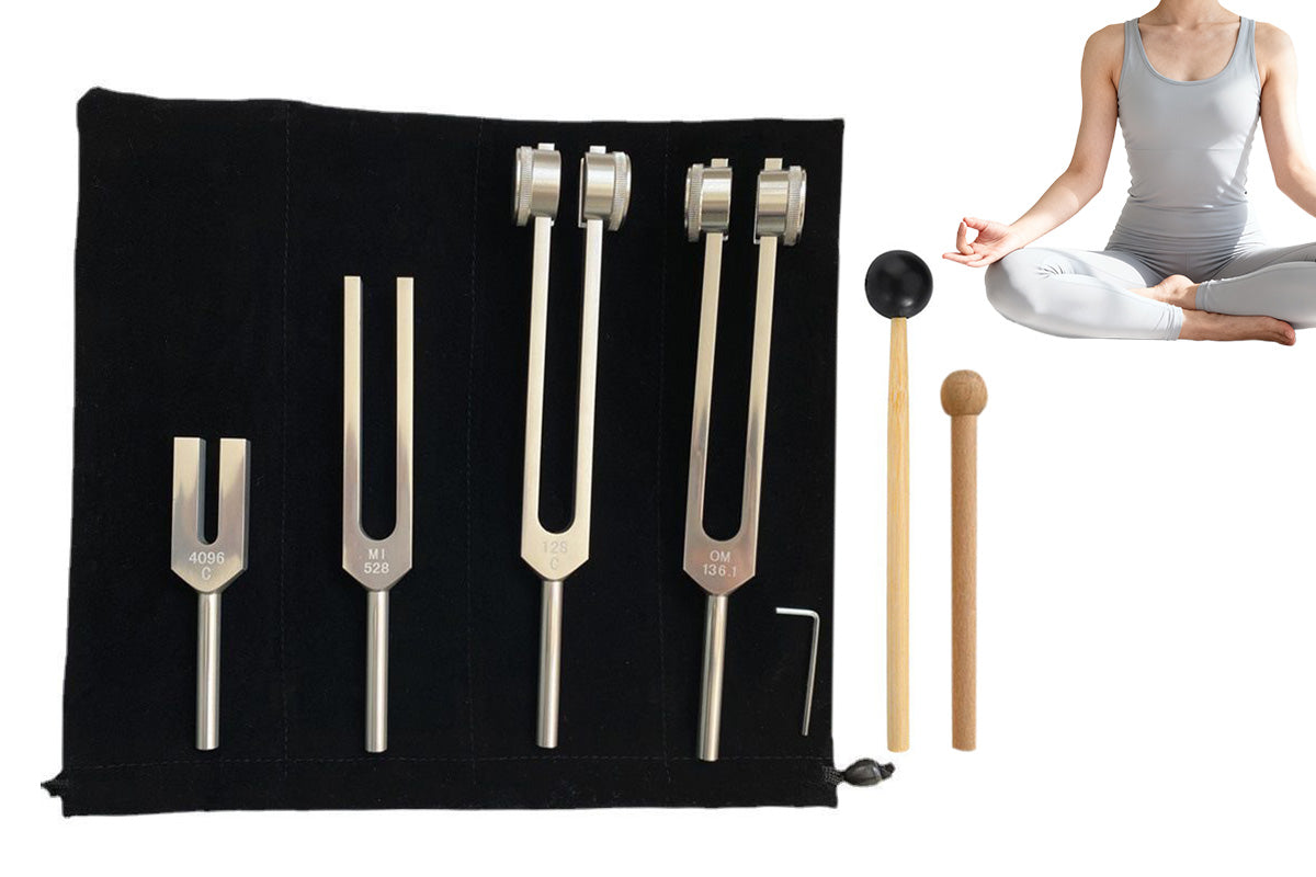 4 Piece Tuning Fork Set with Mallet Sound Tool