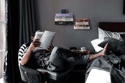2Pcs Wall Mounted Invisible Floating Bookshelf Book Display White