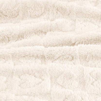 Cozy Fleece Blanket Heart Checkered Blanket for Sleeping Napping White