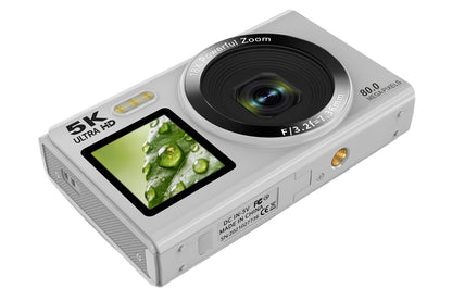Dual Screen Digital Camera Point and Shoot Selfie Camera with Fill Light-White