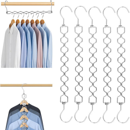 5Pcs Space Saving Hangers for Clothes Sturdy Metal Shirt Hanger Organizer