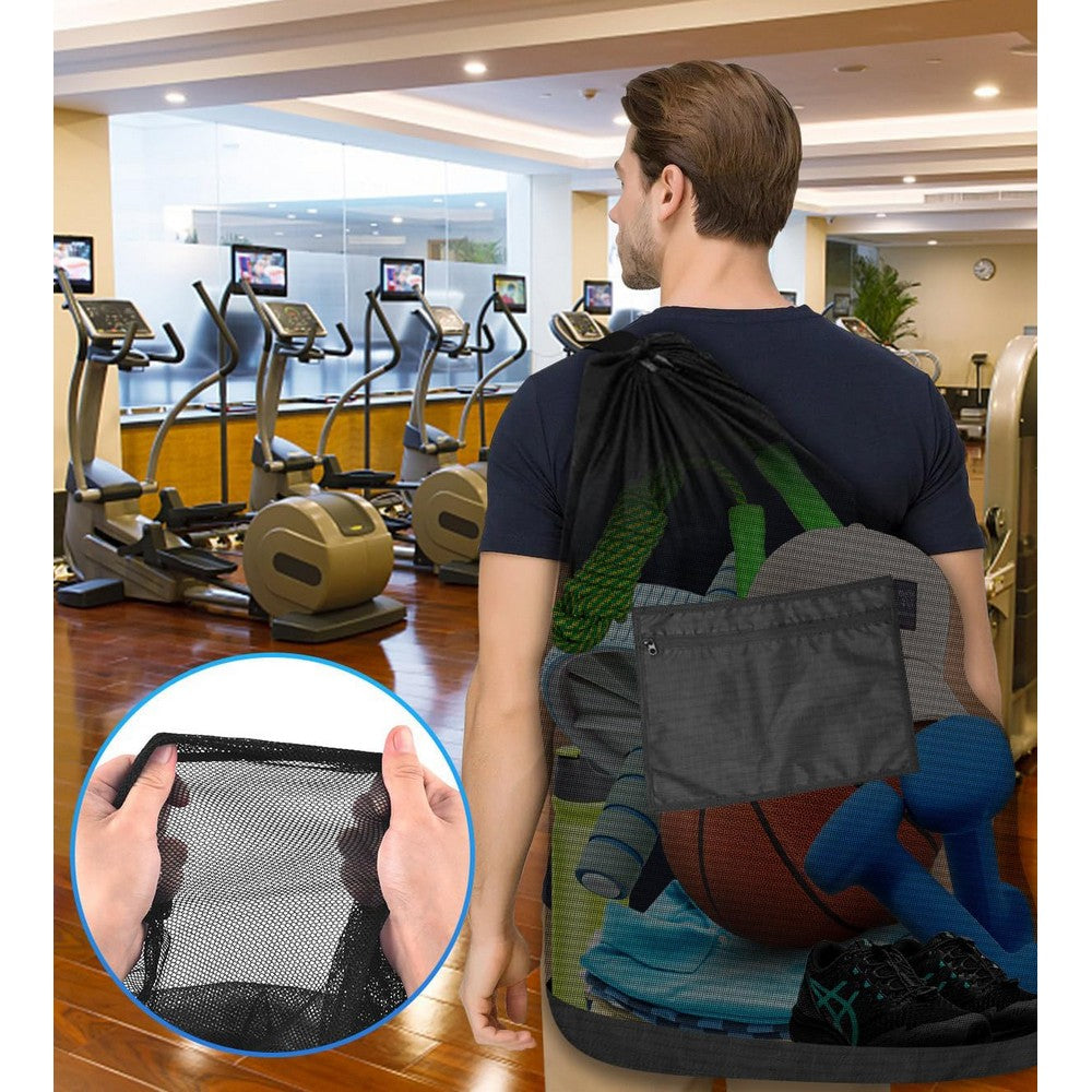 Soccer Ball Bag Drawstring Mesh Ball Bag for Gym Beach Cloth