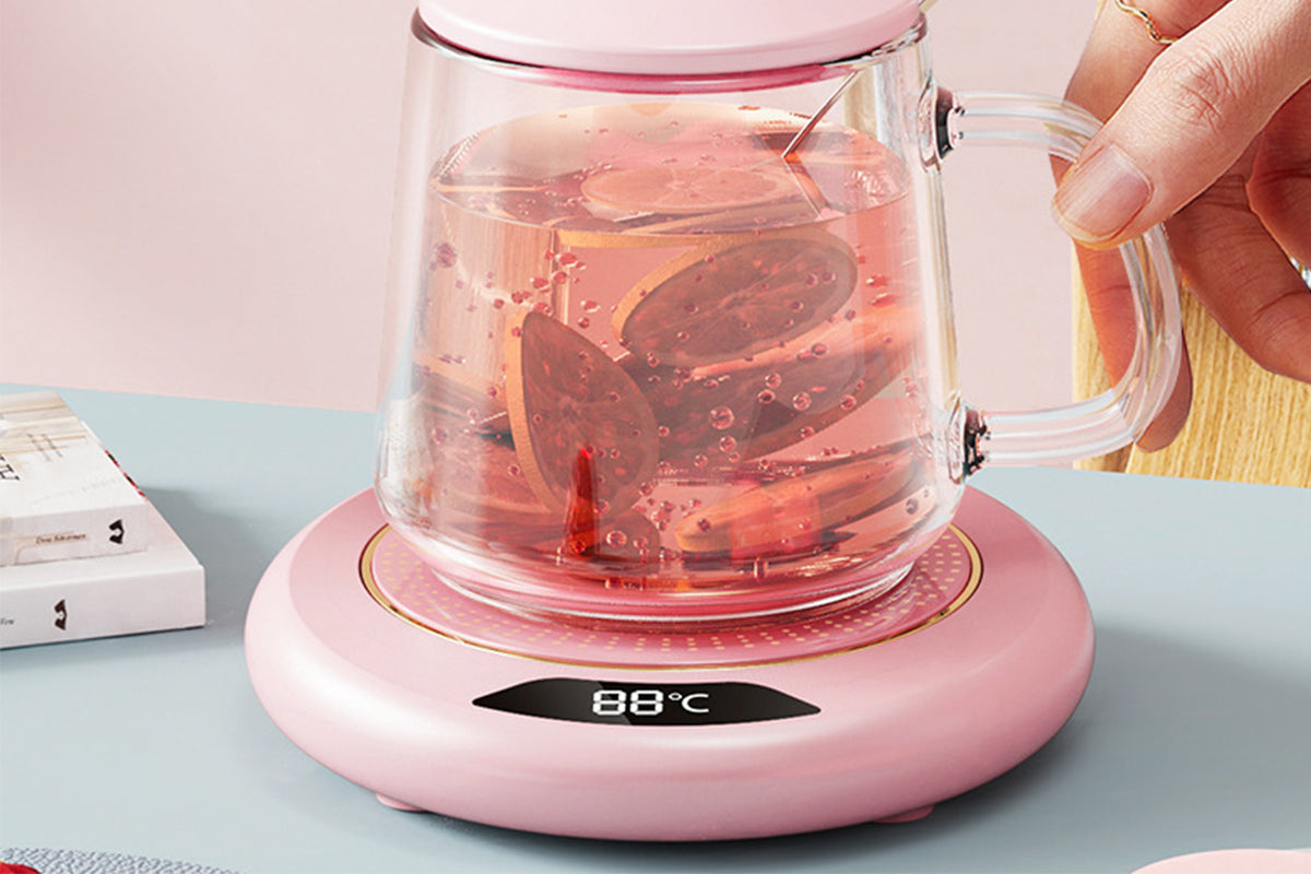 USB Electric Coffee Mug Warmer with 3 Temp Settings Pink