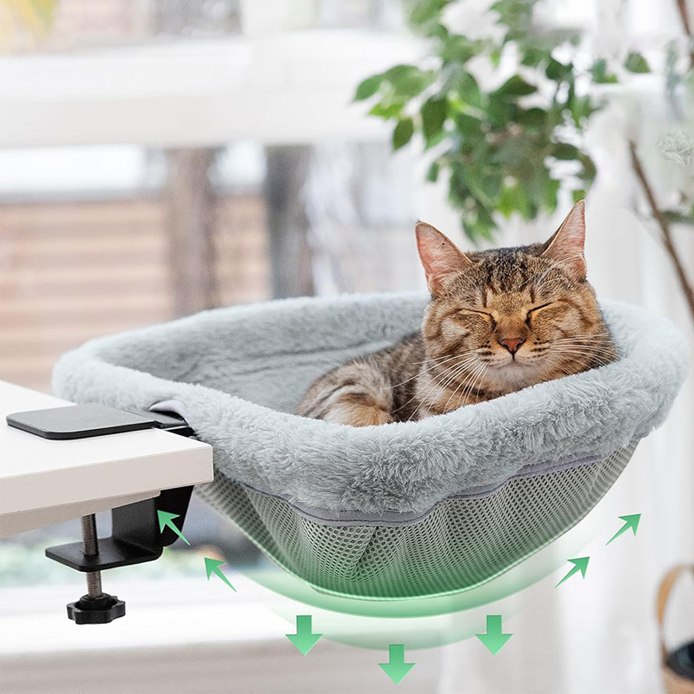 Cat Desk Bed Foldable Semi-Circular Cat Bed for Home Office Workspace